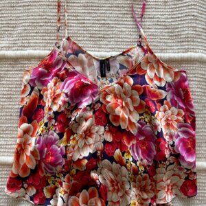🐛2for$30 Marciano (Guess) 100% Silk Floral Spaghetti Strap Flowy Camisole XS